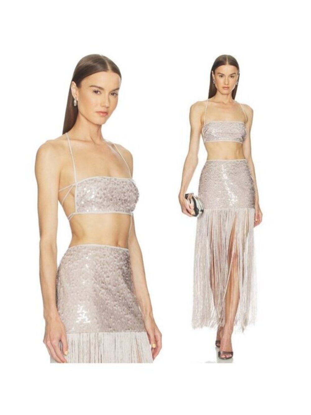 Camila Coelho Mirana Bralette and Maxi Skirt Set in Mauve